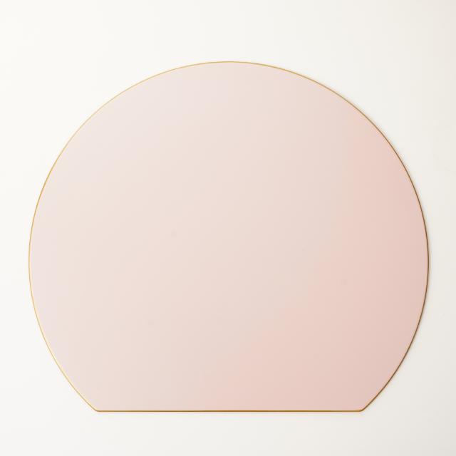 YUWEN ORIGINAL ECHIZEN LACQUER HALF-MOON TRAY PINK MAT WITH GOLD RIM