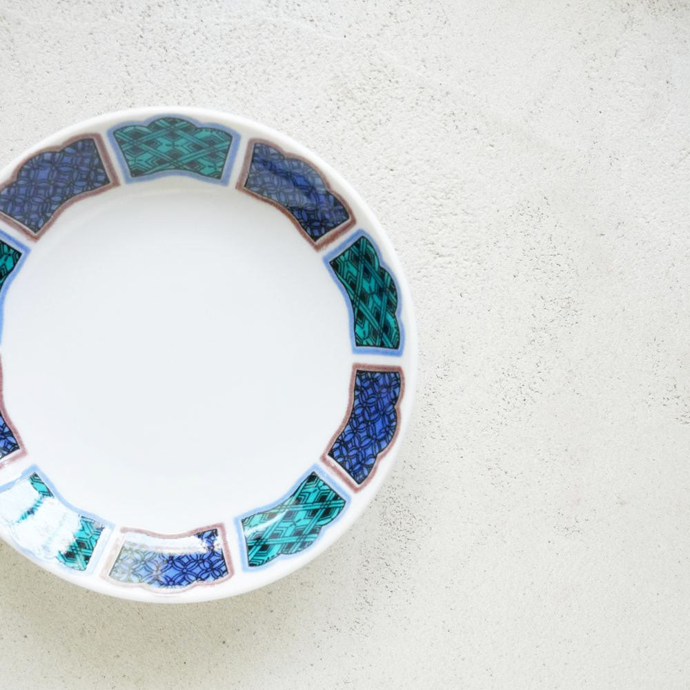 KUTANI WARE SMALL PLATE REIWA FRAME OLD-KUTANI STYLE