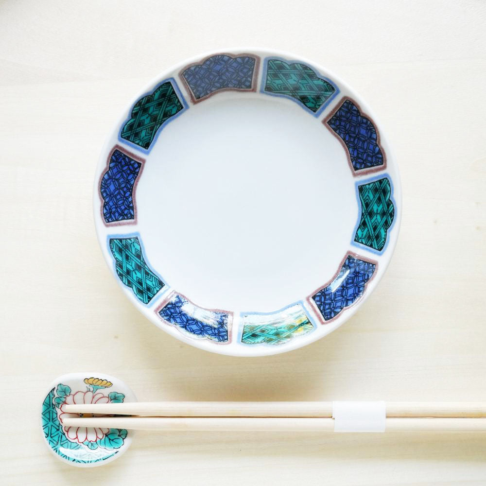 KUTANI WARE SMALL PLATE REIWA FRAME OLD-KUTANI STYLE