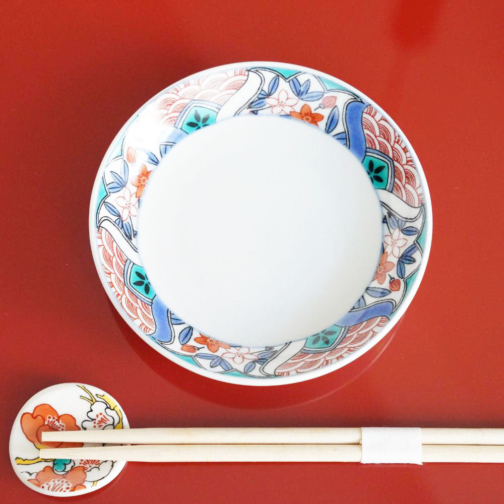 KUTANI WARE SMALL PLATE REIWA FRAME KUTANI STYLE