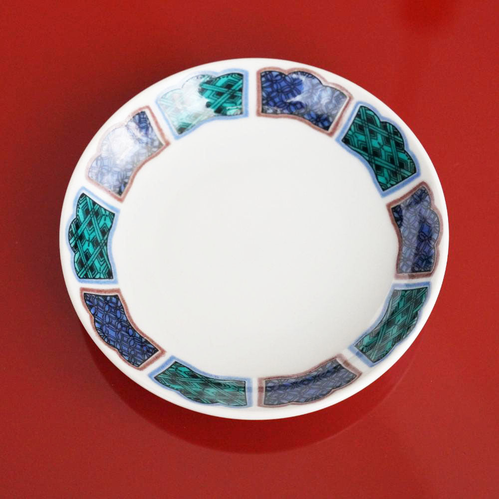 KUTANI WARE SMALL PLATE REIWA FRAME OLD-KUTANI STYLE