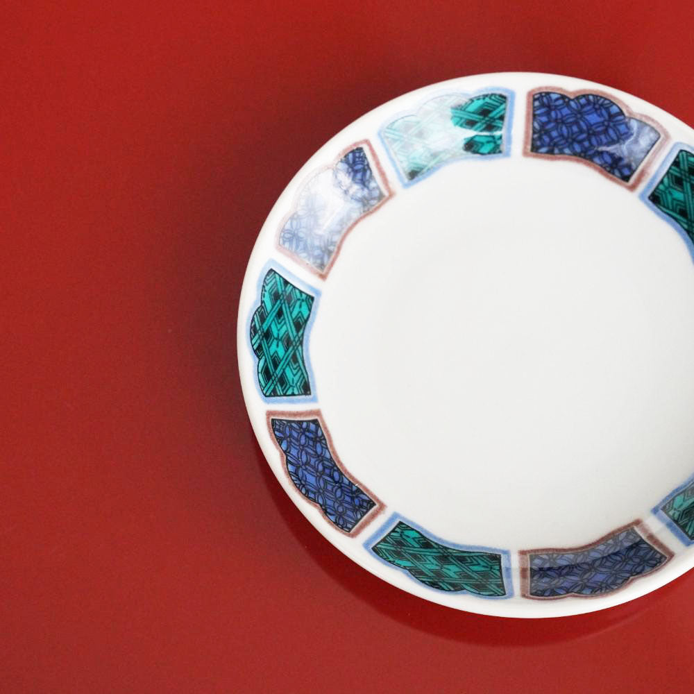 KUTANI WARE SMALL PLATE REIWA FRAME OLD-KUTANI STYLE