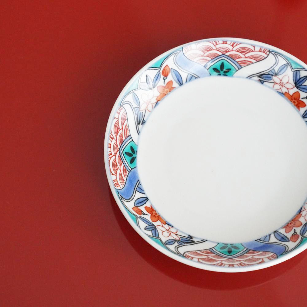 KUTANI WARE SMALL PLATE REIWA FRAME KUTANI STYLE