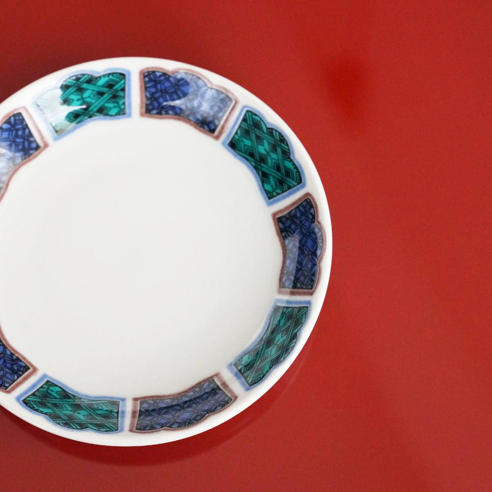 KUTANI WARE SMALL PLATE REIWA FRAME OLD-KUTANI STYLE