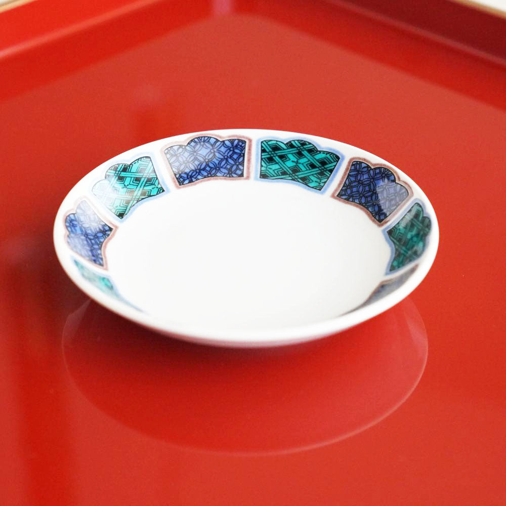 KUTANI WARE SMALL PLATE REIWA FRAME OLD-KUTANI STYLE