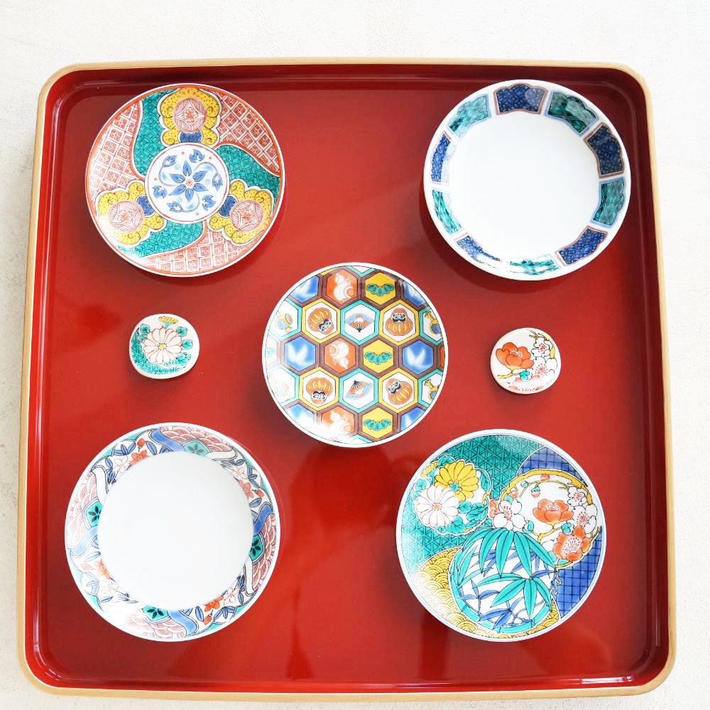 KUTANI WARE SMALL PLATE REIWA FRAME OLD-KUTANI STYLE