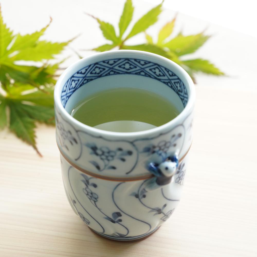 IKKANNJIN CARVED CUP WITH WILD FLOWERS (LARGE)