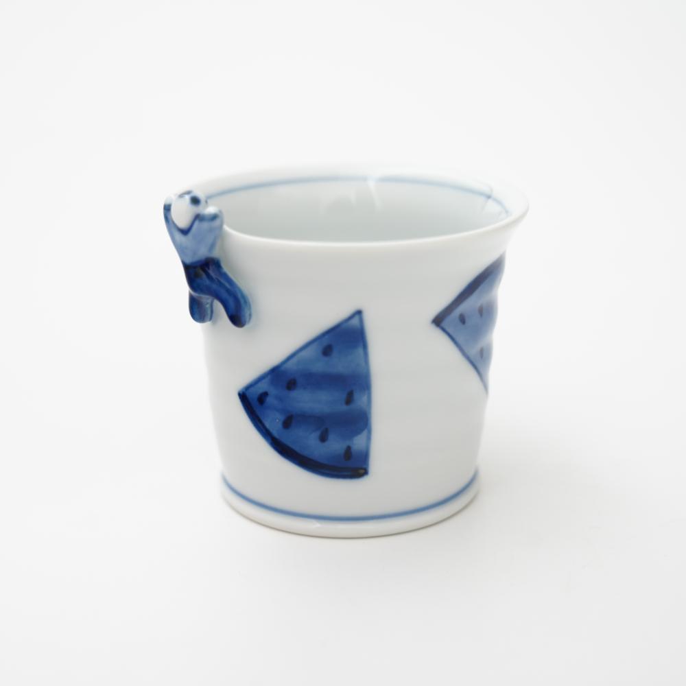 HASAMI WARE "IKKANNJIN" TEACUP / SOBA CUP WITH WATERMELON MOTIF