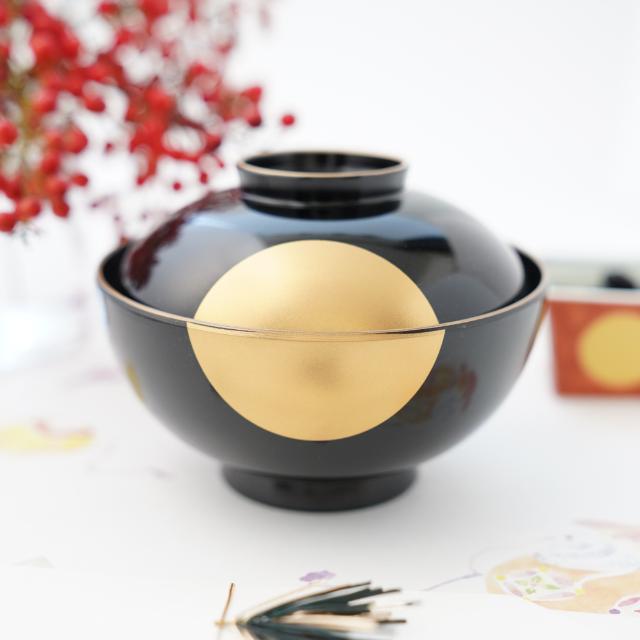 YUWENORIGINALZONISOUPBOWLBLACKWITHGOLDSKY&HALF-MOONDESIGN