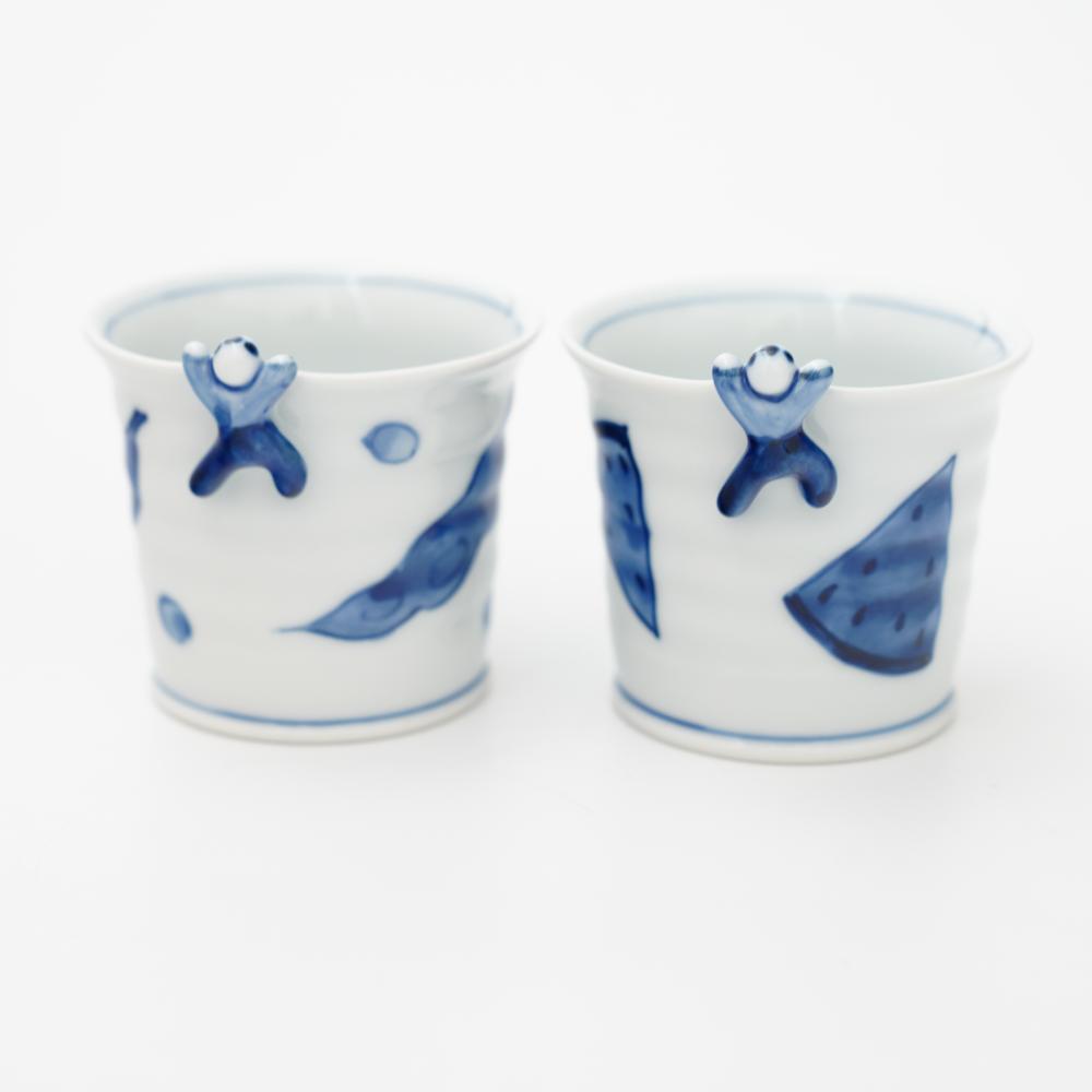 HASAMI WARE "IKKANNJIN" TEACUP / SOBA CUP WITH WATERMELON MOTIF