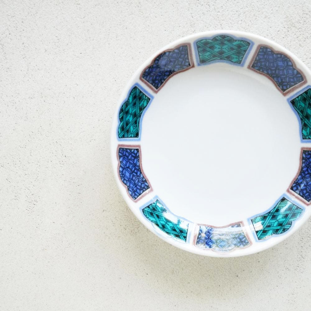KUTANI WARE SMALL PLATE REIWA FRAME OLD-KUTANI STYLE