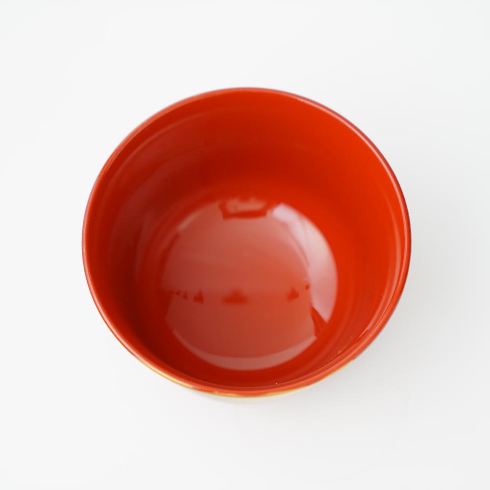 YUWEN ORIGINAL SOUP BOWL "YURI" PERSIMMON RED HALF-MOON DESIGN