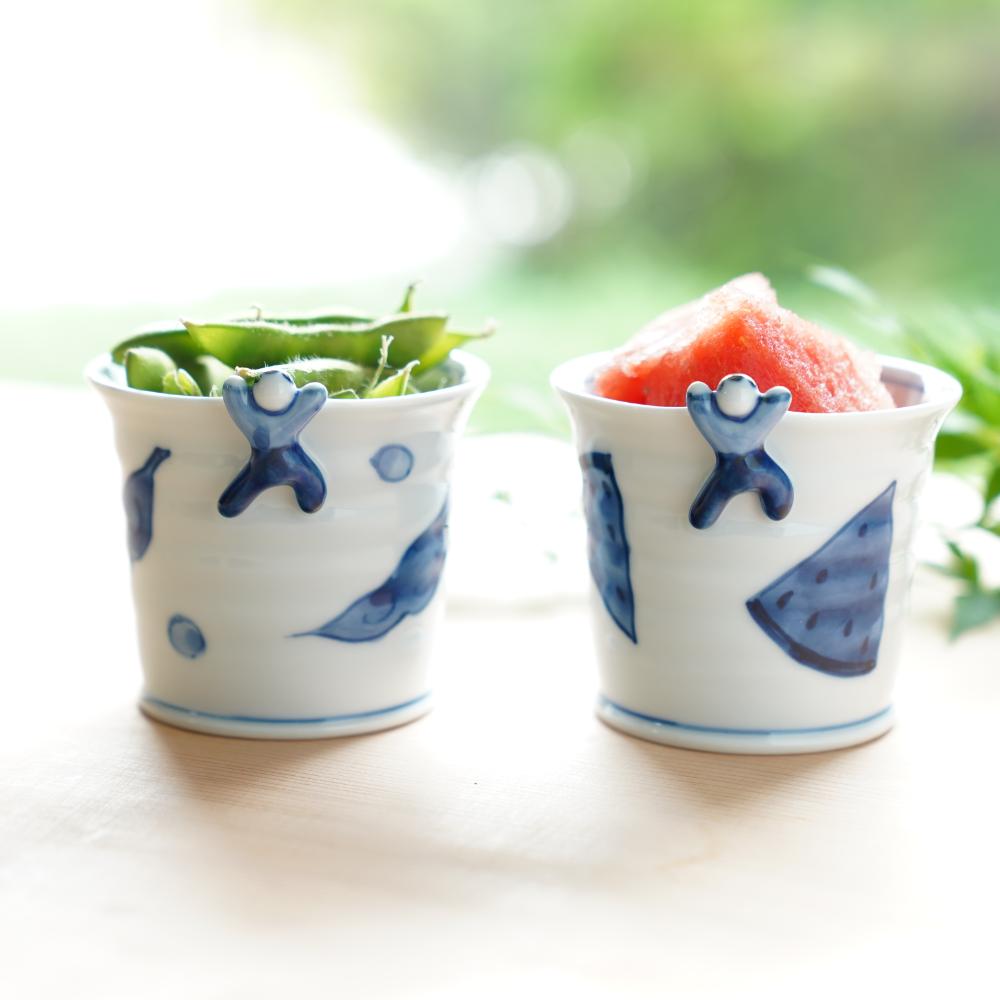 HASAMI WARE "IKKANNJIN" TEACUP / SOBA CUP WITH WATERMELON MOTIF
