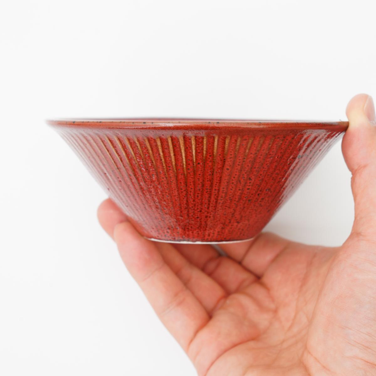 Shinogi Bowl 13cm Shu(Vermilion)