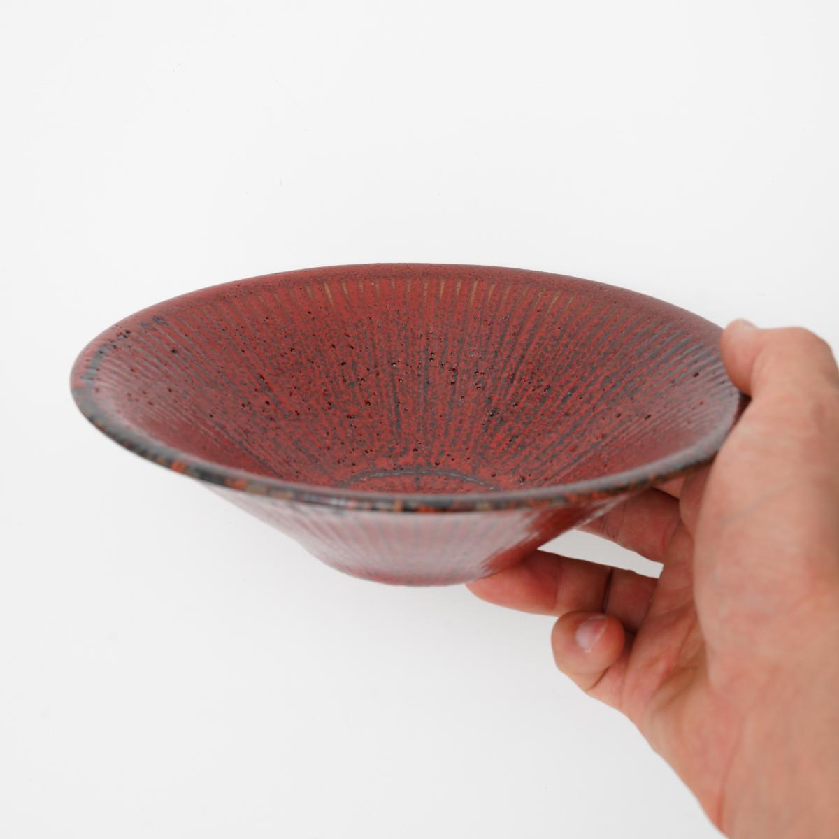 Shinogi Bowl 19cm Shu(Vermilion)