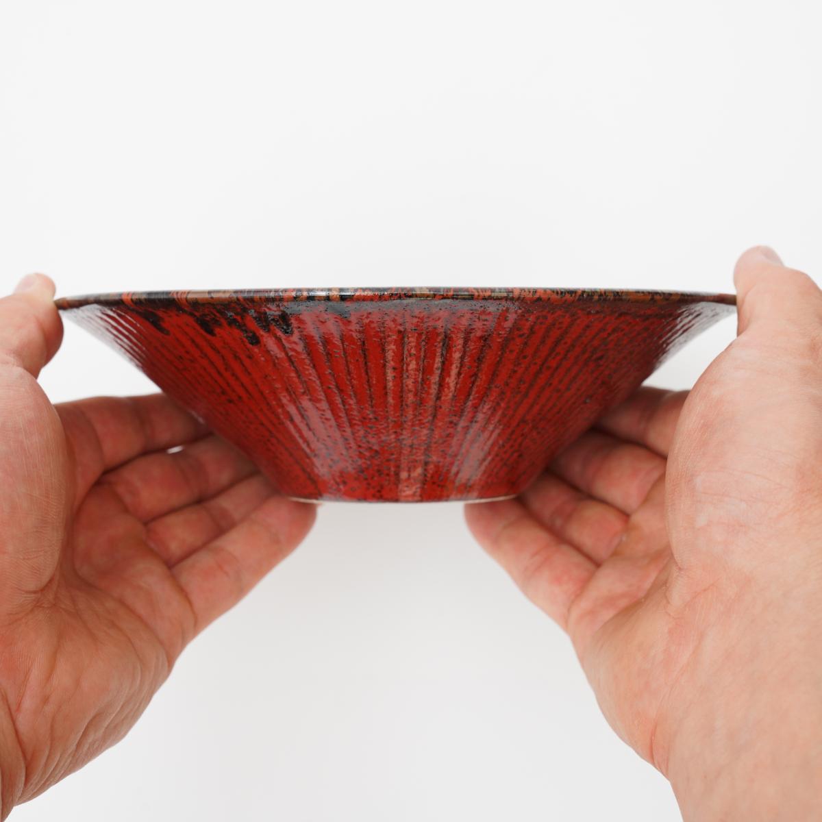 Shinogi Bowl 19cm Shu(Vermilion)