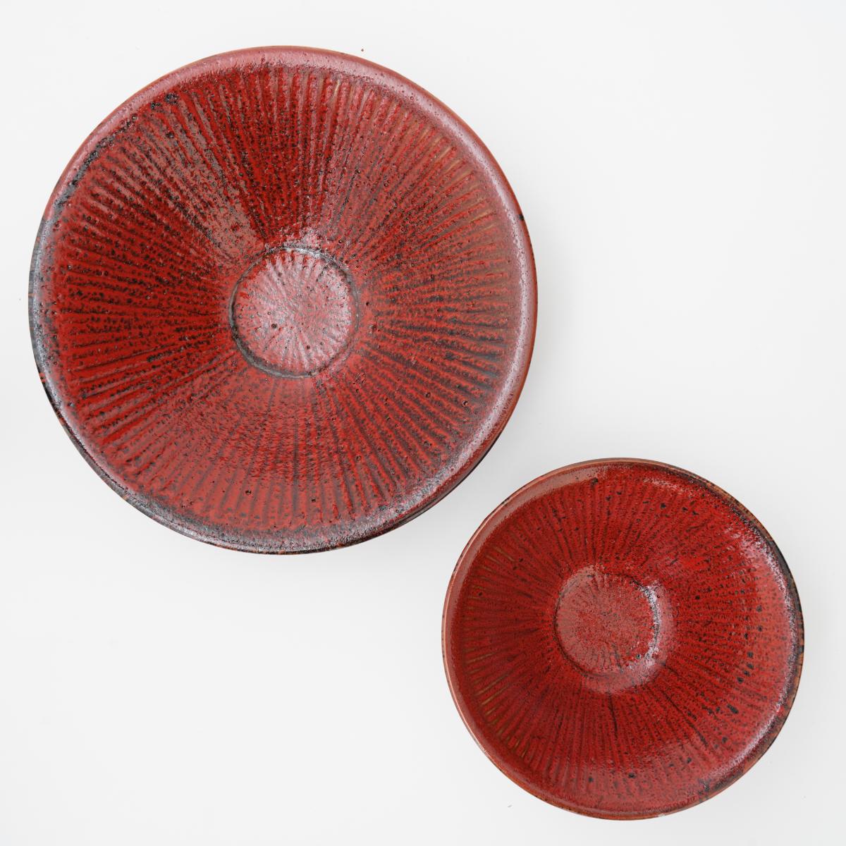 Shinogi Bowl 13cm Shu(Vermilion)