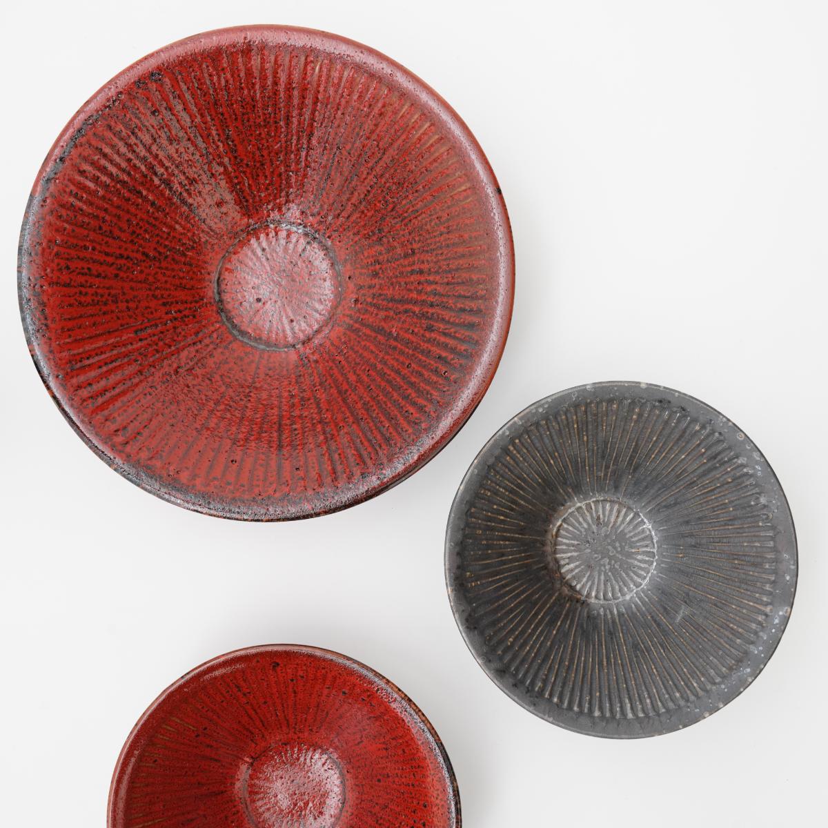 Shinogi Bowl 13cm Shu(Vermilion)