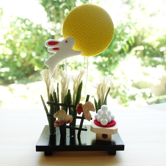Moon-viewing rabbit chirimen ornament, Kyoto