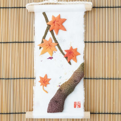 Seasons in Washi mini tapestry, maple leaves, Kyoto