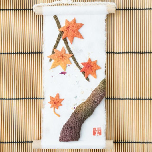 Seasons in Washi mini tapestry, maple leaves, Kyoto