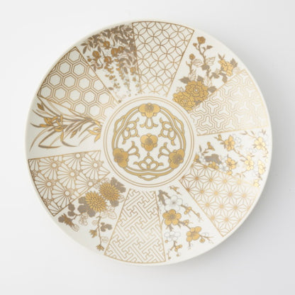 KINRAN IMARI-STYLE PLATE –GOLD, GIFT BOXED (YUWEN)