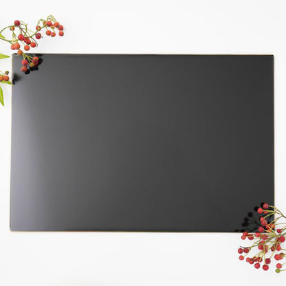 LONG TABLE MAT - BLACK, GOLD EDGE (YUWEN)