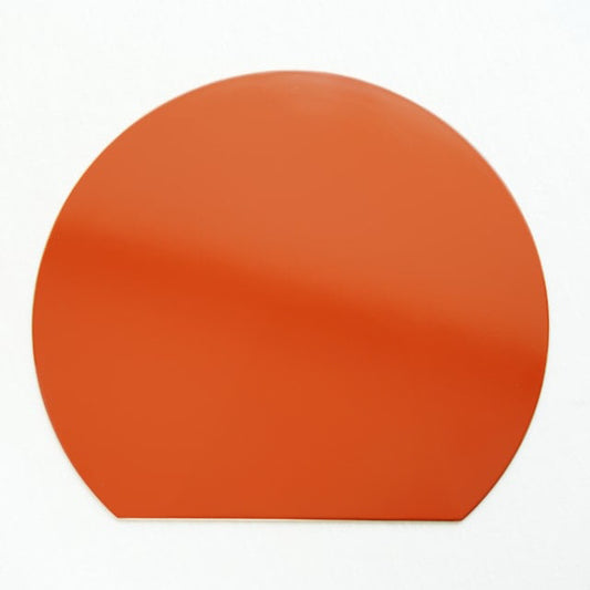 YUWEN ORIGINAL ECHIZEN LACQUER HALF-MOON TRAY PERSIMMON RED WITH GOLD RIM