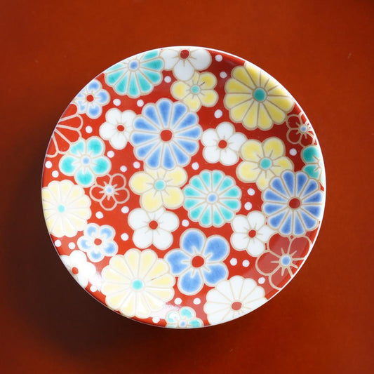 GOOD FORTUNE SMALL PLATE WITH PLUM & CHRYSANTHEMUM MOTIF