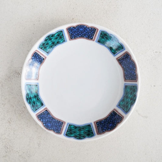 KUTANI WARE SMALL PLATE REIWA FRAME OLD-KUTANI STYLE