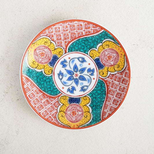 KUTANI WARE SMALL PLATE WITH RED OVERGLAZE
