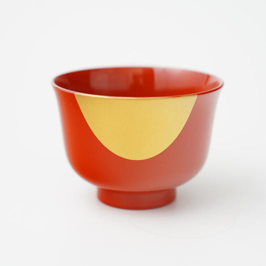 YUWEN ORIGINAL SOUP BOWL "YURI" PERSIMMON RED HALF-MOON DESIGN