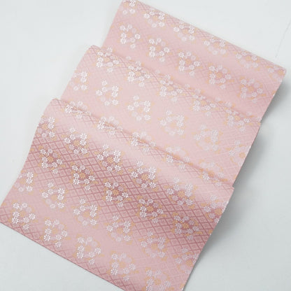 NISHIJIN TABLE RUNNER – FLORAL ROUNDELS ON PINK LATTICE (KYOTO)