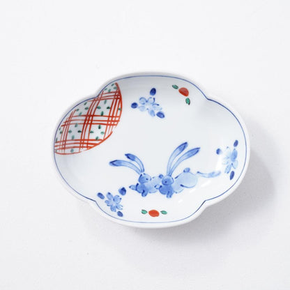 Hana-Usagi mokko small plate, Hasami porcelain