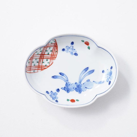 Hana-Usagi mokko small plate, Hasami porcelain
