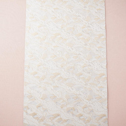 NISHIJIN TABLE RUNNER – GOLD & SILVER WAVES ON WHITE, 235 CM (KYOTO)
