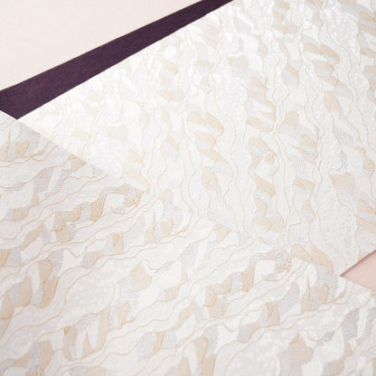 NISHIJIN TABLE RUNNER – GOLD & SILVER WAVES ON WHITE, 235 CM (KYOTO)