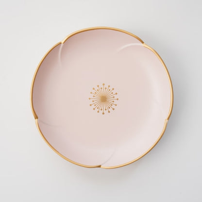 PLUM SHAPED SMALL PLATE –  PINK WITH GOLD RIM (YUWEN)