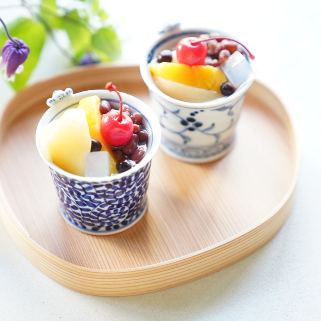 HASAMI WARE "IKKANNJIN" TEACUP / SOBA CUP WITH OCTOPUS-ARABESQUE MOTIF