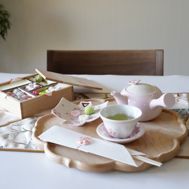 ARITA WARE "IRIDESCENT SAKURA" TEACUP & SMALL PLATE
