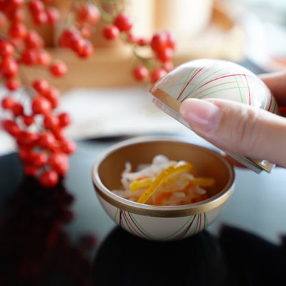 "TEMARI" SPHERE APPETIZER DISH – WHITE & INNER GOLD PEARL (YUWEN)