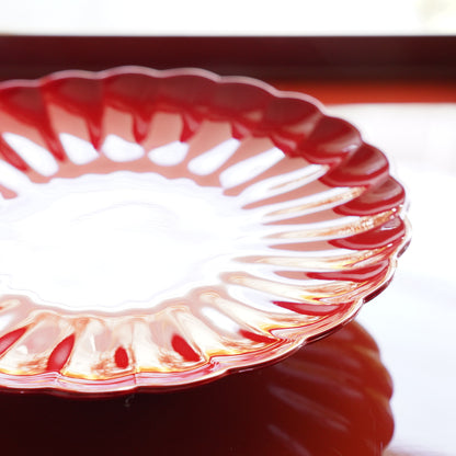ROUND CHRYSANTHEMUM PLATE - RED 6.5 IN