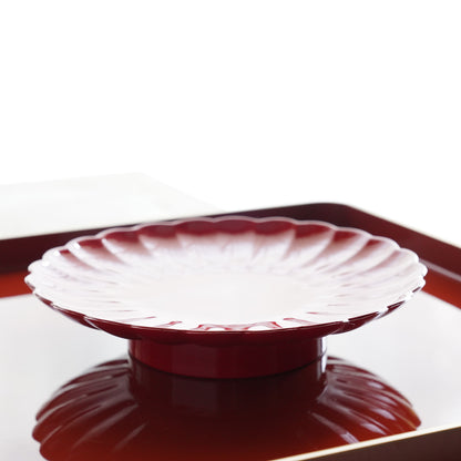 ROUND CHRYSANTHEMUM PLATE - RED 6.5 IN