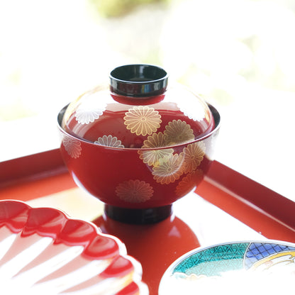 CHRYSANTHEMUM SMALL BOWL - RED / BLACK(INSIDE)