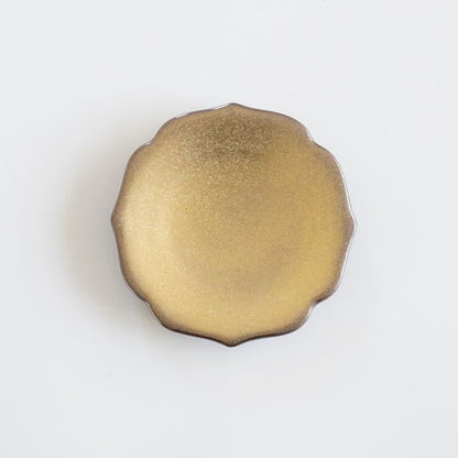KIKYO-RIM MINI PLATE – CRYSTALLINE GLAZE, MICA-GOLD (ARITA)