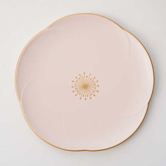 PLUM SHAPED MEDIUM PLATE –  PINK WITH GOLD RIM (YUWEN)