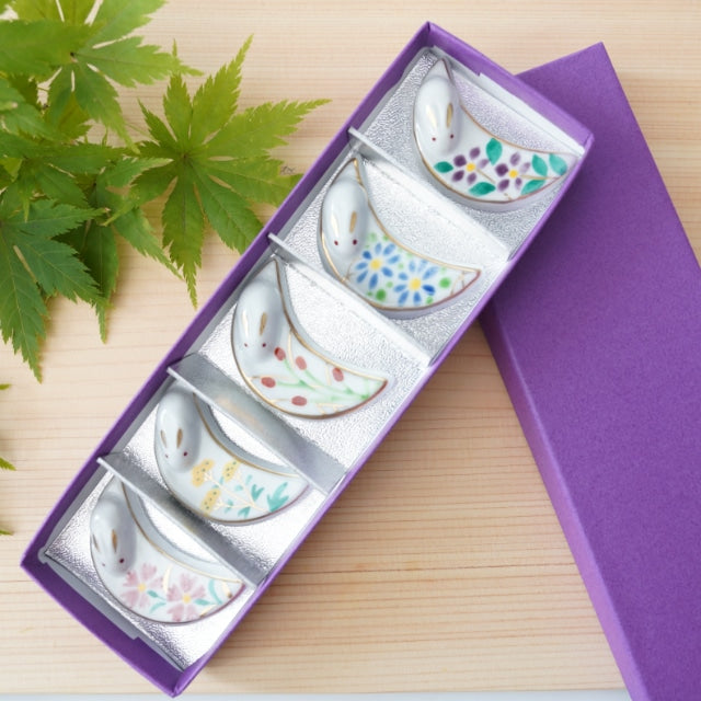 REPOSE-BAGUETTES LUNE ET FLEURS D’AUTOMNE – LOT DE 5 EN COFFRET (KYOTO)