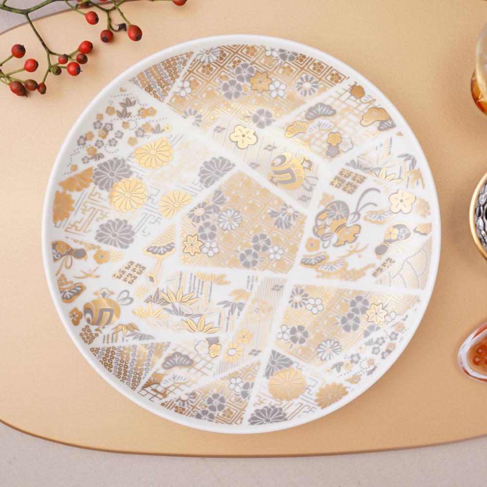 CHRYSANTHEMUM DIAMOND PLATE – GOLD, GIFT BOXED (YUWEN)