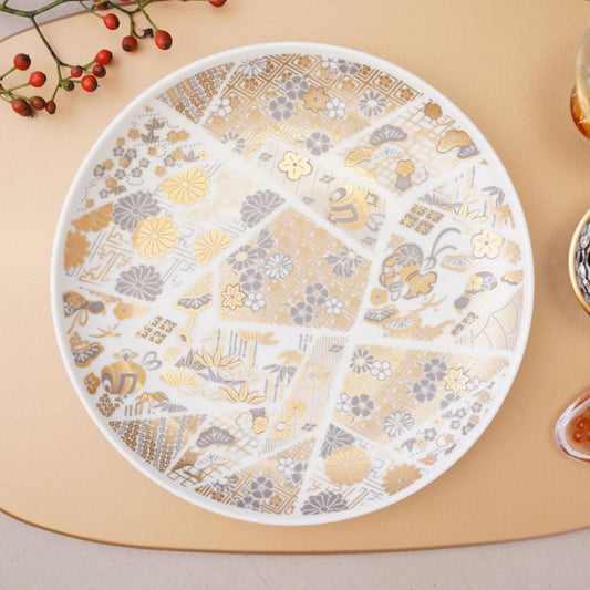 CHRYSANTHEMUM DIAMOND PLATE – GOLD, GIFT BOXED (YUWEN)