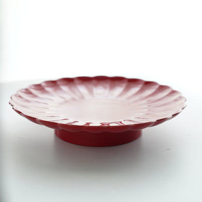 ROUND CHRYSANTHEMUM PLATE - RED 6.5 IN